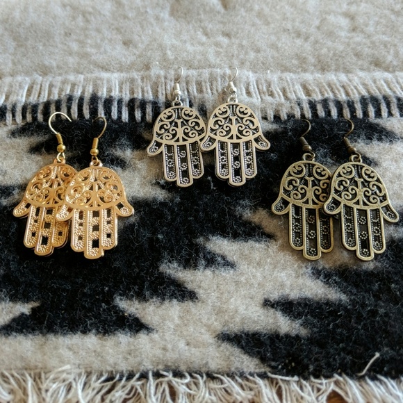 Hamsa Hand of Fatima Earrings - Picture 5 of 5